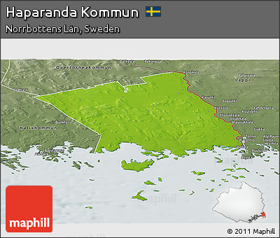 Physical Panoramic Map of Haparanda Kommun, semi-desaturated