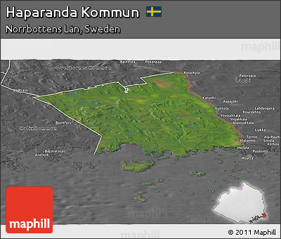 Satellite Panoramic Map of Haparanda Kommun, desaturated