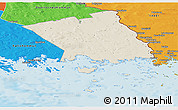 Shaded Relief Panoramic Map of Haparanda Kommun, political outside