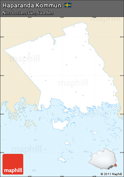 Classic Style Simple Map of Haparanda Kommun, single color outside