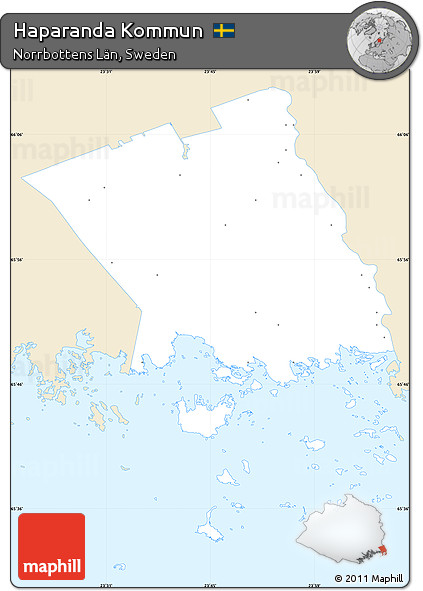 Classic Style Simple Map of Haparanda Kommun, single color outside