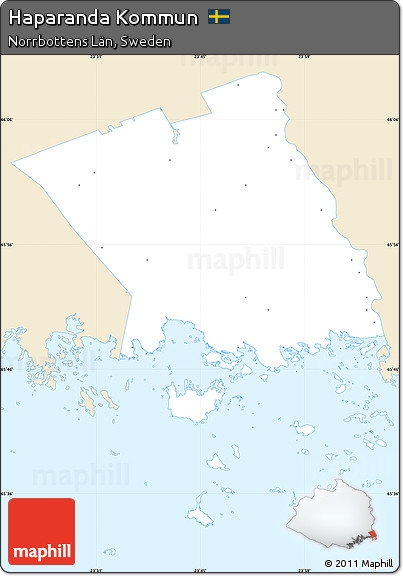 Classic Style Simple Map of Haparanda Kommun, single color outside