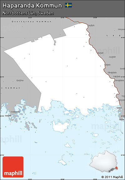 Gray Simple Map of Haparanda Kommun