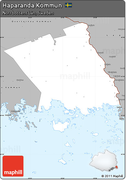 Gray Simple Map of Haparanda Kommun