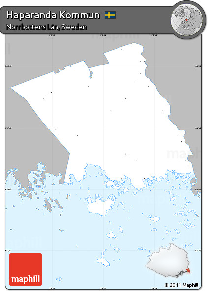 Gray Simple Map of Haparanda Kommun, single color outside