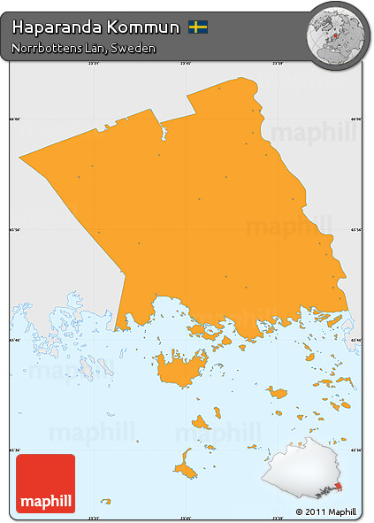 Political Simple Map of Haparanda Kommun, single color outside