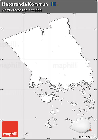 Silver Style Simple Map of Haparanda Kommun, cropped outside