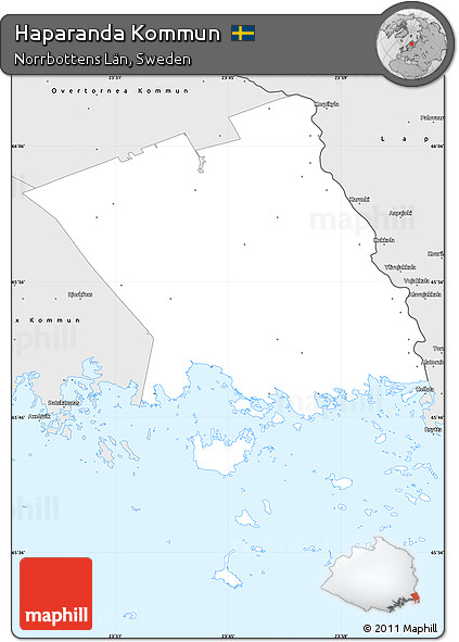 Silver Style Simple Map of Haparanda Kommun
