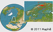 Satellite Location Map of Kiruna Kommun, within the entire country