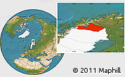 Satellite Location Map of Kiruna Kommun, highlighted country