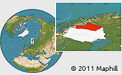 Satellite Location Map of Kiruna Kommun, highlighted parent region