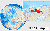 Shaded Relief Location Map of Kiruna Kommun
