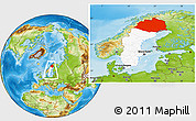 Physical Location Map of Norrbottens Län, highlighted country, within the entire country