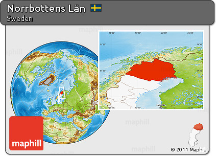 Physical Location Map of Norrbottens Län, highlighted country