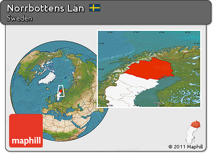 Satellite Location Map of Norrbottens Län, highlighted country