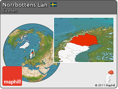 Satellite Location Map of Norrbottens Län, highlighted country
