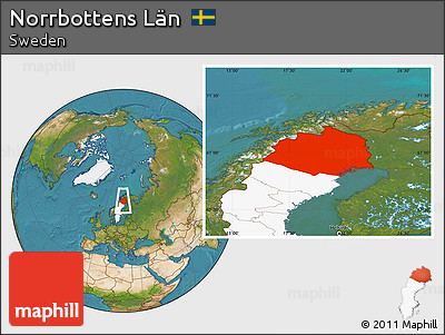 Satellite Location Map of Norrbottens Län, highlighted country