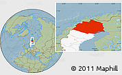 Savanna Style Location Map of Norrbottens Län, highlighted country, hill shading
