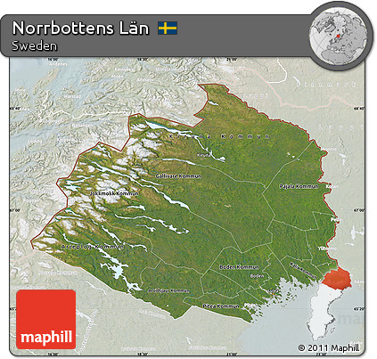 Satellite Map of Norrbottens Län, lighten