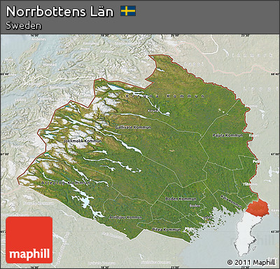 Satellite Map of Norrbottens Län, lighten