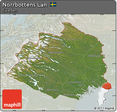 Satellite Map of Norrbottens Län, lighten