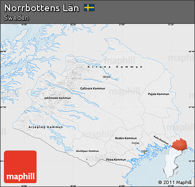 Silver Style Map of Norrbottens Län, single color outside