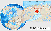 Shaded Relief Location Map of Pajala Kommun