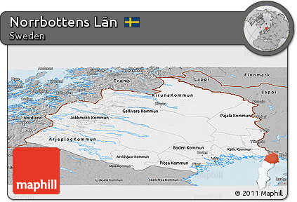 Gray Panoramic Map of Norrbottens Län