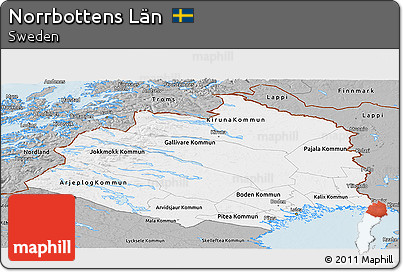 Gray Panoramic Map of Norrbottens Län