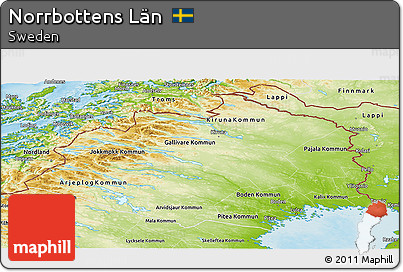 Physical Panoramic Map of Norrbottens Län