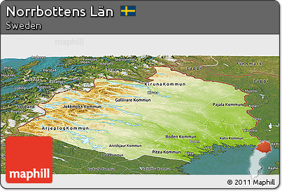 Physical Panoramic Map of Norrbottens Län, satellite outside