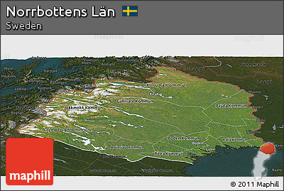 Satellite Panoramic Map of Norrbottens Län, darken