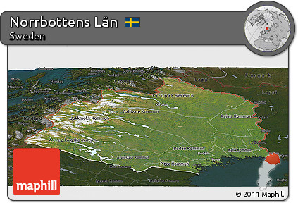 Satellite Panoramic Map of Norrbottens Län, darken