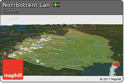 Satellite Panoramic Map of Norrbottens Län, darken