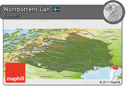 Satellite Panoramic Map of Norrbottens Län, physical outside
