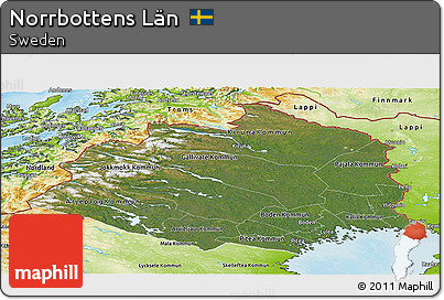 Satellite Panoramic Map of Norrbottens Län, physical outside