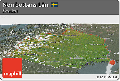 Satellite Panoramic Map of Norrbottens Län, semi-desaturated