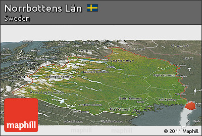 Satellite Panoramic Map of Norrbottens Län, semi-desaturated
