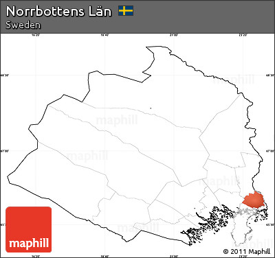 Blank Simple Map of Norrbottens Län, cropped outside, no labels