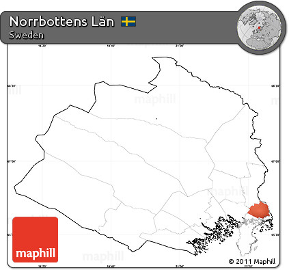 Blank Simple Map of Norrbottens Län, cropped outside, no labels