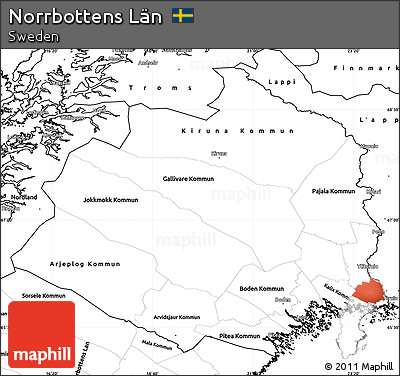 Blank Simple Map of Norrbottens Län