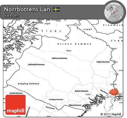Blank Simple Map of Norrbottens Län