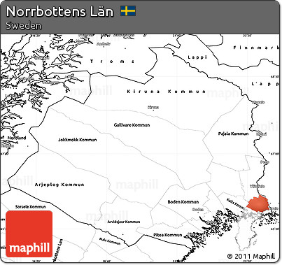 Blank Simple Map of Norrbottens Län
