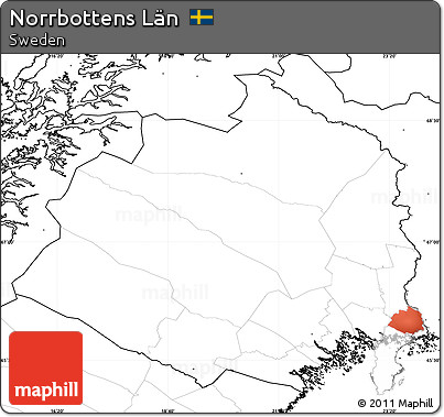 Blank Simple Map of Norrbottens Län, no labels
