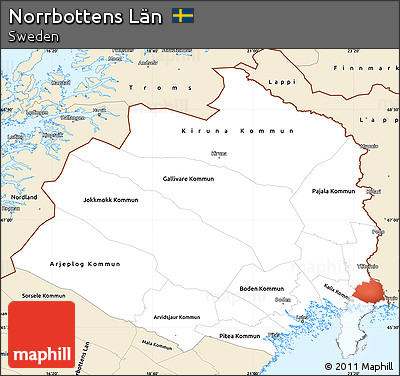 Classic Style Simple Map of Norrbottens Län