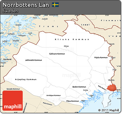 Classic Style Simple Map of Norrbottens Län