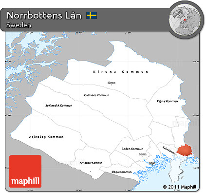 Gray Simple Map of Norrbottens Län, single color outside