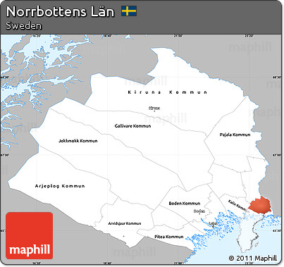 Gray Simple Map of Norrbottens Län, single color outside