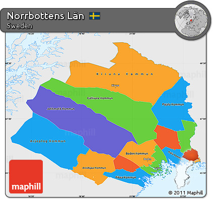 Political Simple Map of Norrbottens Län, single color outside