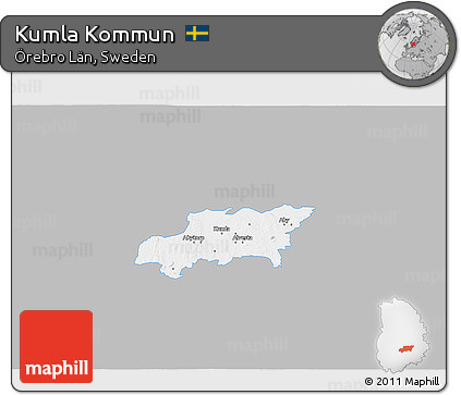 Gray 3D Map of Kumla Kommun, single color outside